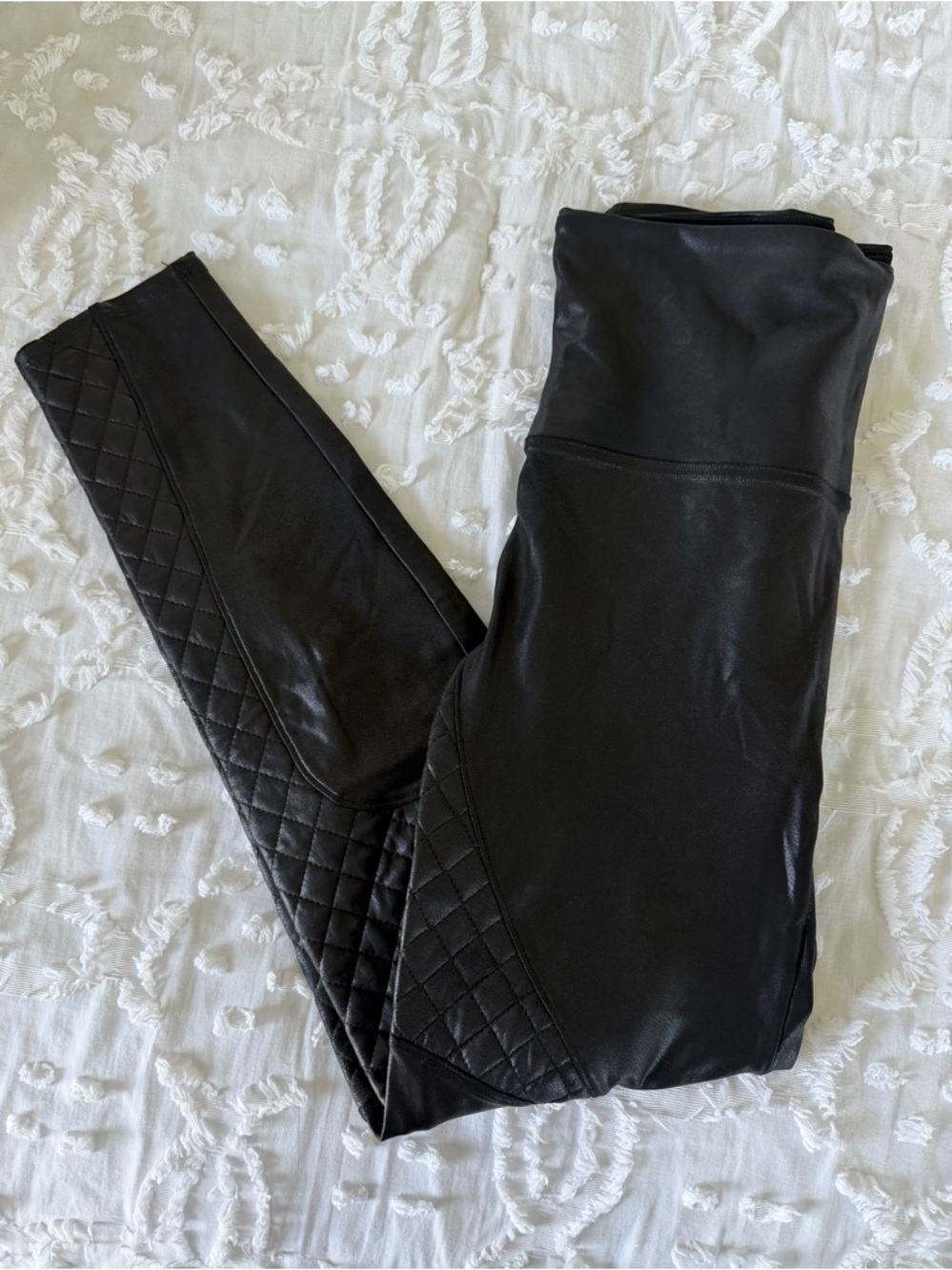 SPANX Black Faux Leather Moto Leggings